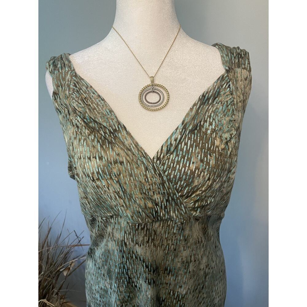 Nomadic Traders Women’s L Sundress Brown W/ Aqua Blue Print